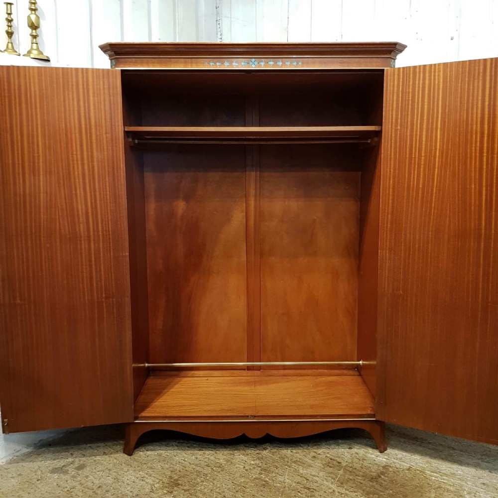 ANTIQUE SATINWOOD DOUBLE WARDROBE WITH ORIGINAL PAINT WORK C1920 View II