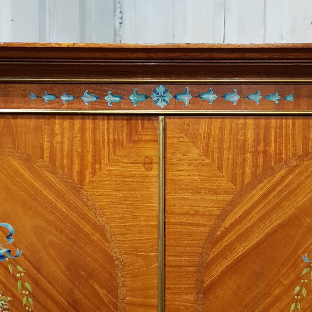 ANTIQUE SATINWOOD DOUBLE WARDROBE WITH ORIGINAL PAINT WORK C1920 View V