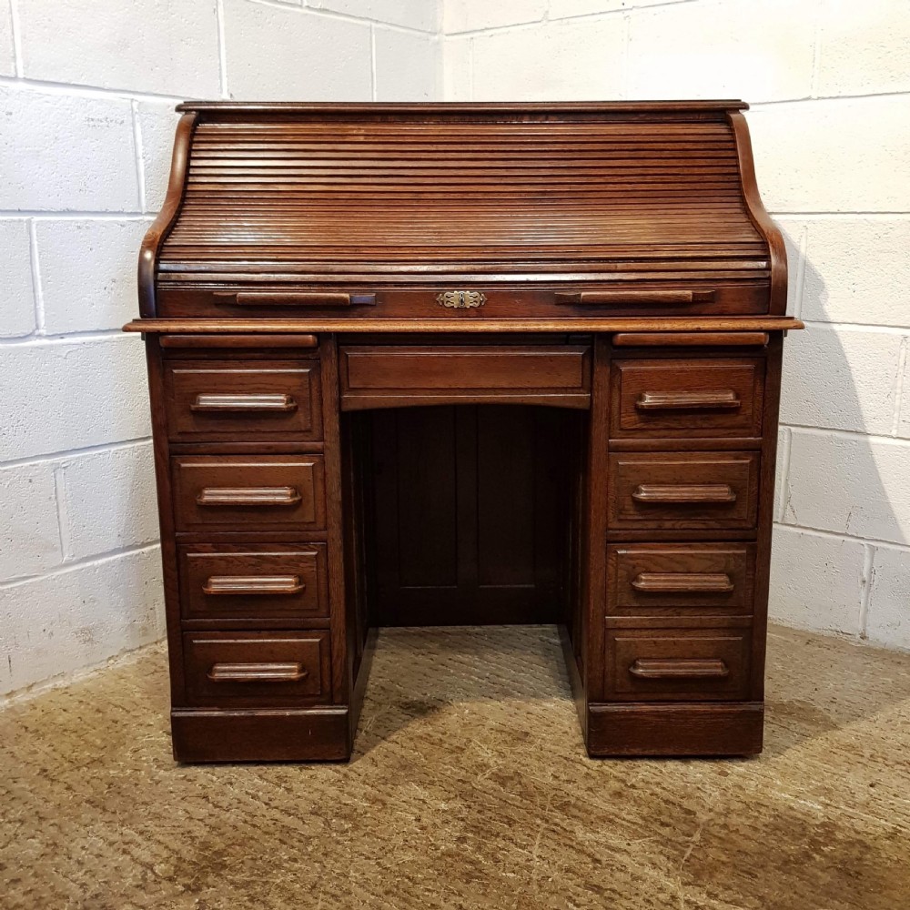 ANTIQUE LATE VICTORIAN OAK ROLL TOP DESK C1890 View VII