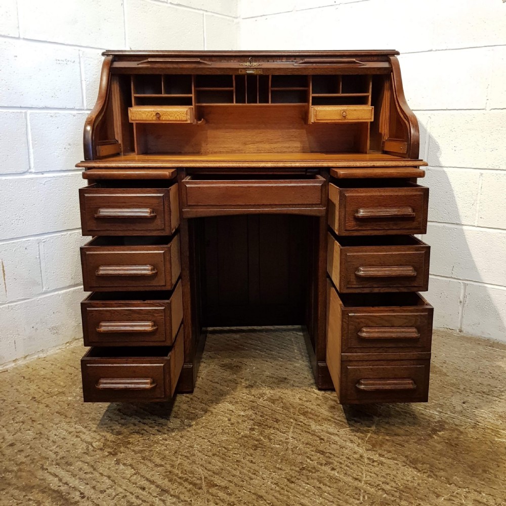 ANTIQUE LATE VICTORIAN OAK ROLL TOP DESK C1890 View VIII