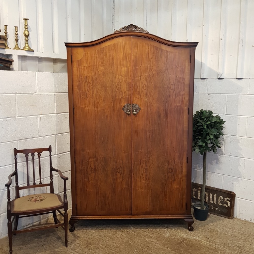 ANTIQUE WALNUT DOUBLE WARDROBE C1920