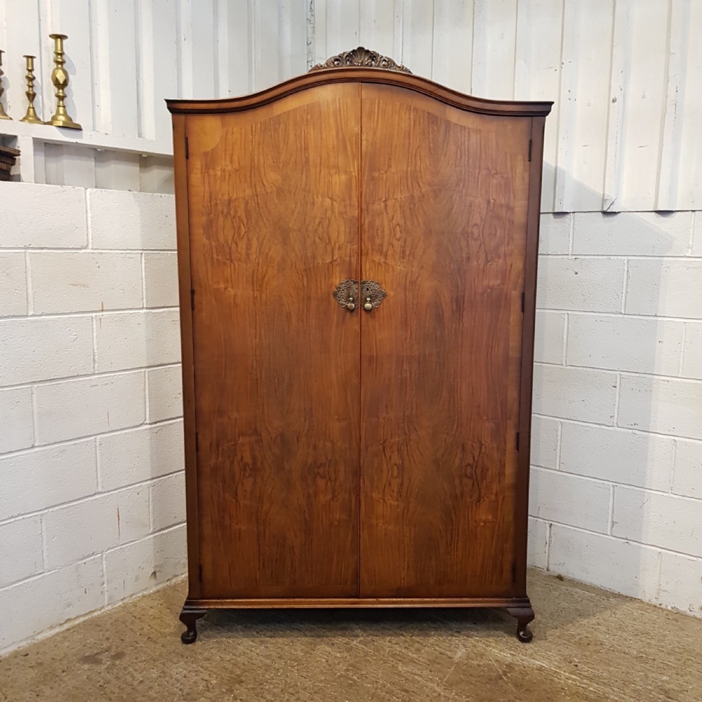 ANTIQUE WALNUT DOUBLE WARDROBE C1920 View IV