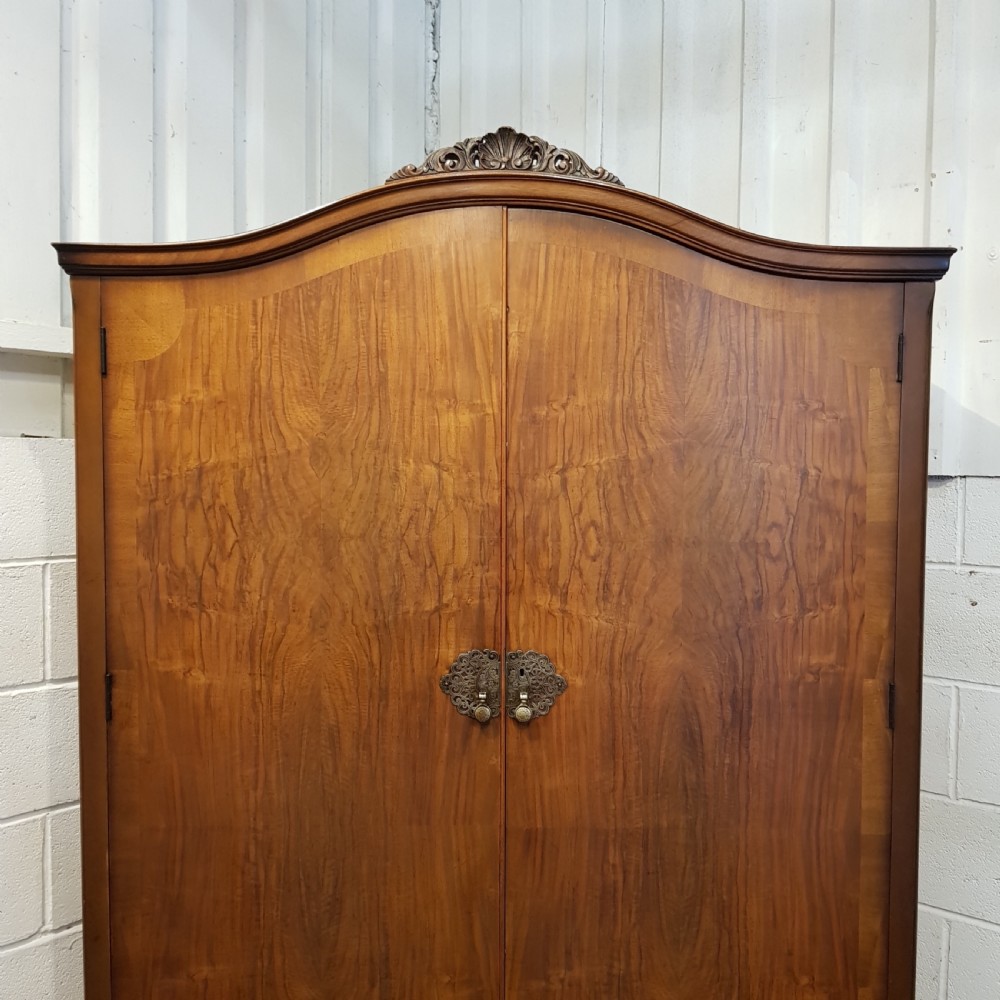 ANTIQUE WALNUT DOUBLE WARDROBE C1920 View V