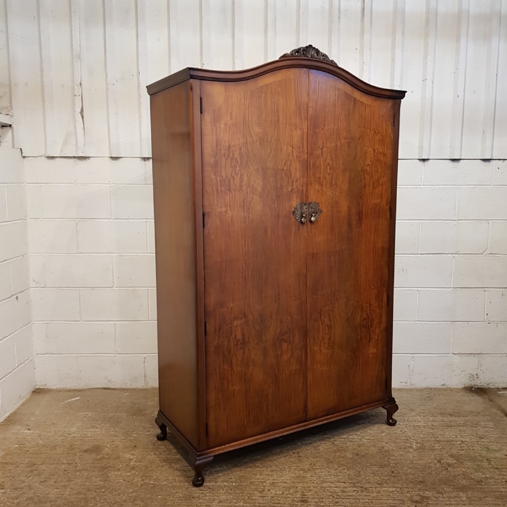 ANTIQUE WALNUT DOUBLE WARDROBE C1920 View VIII