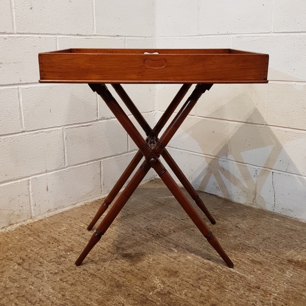 ANTIQUE VICTORISN MAHOGANY BUTLERS TRAY WITH ORIGINAL STAND C1880 View III