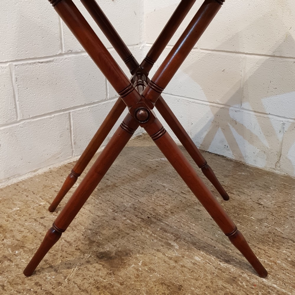 ANTIQUE VICTORISN MAHOGANY BUTLERS TRAY WITH ORIGINAL STAND C1880 View IV