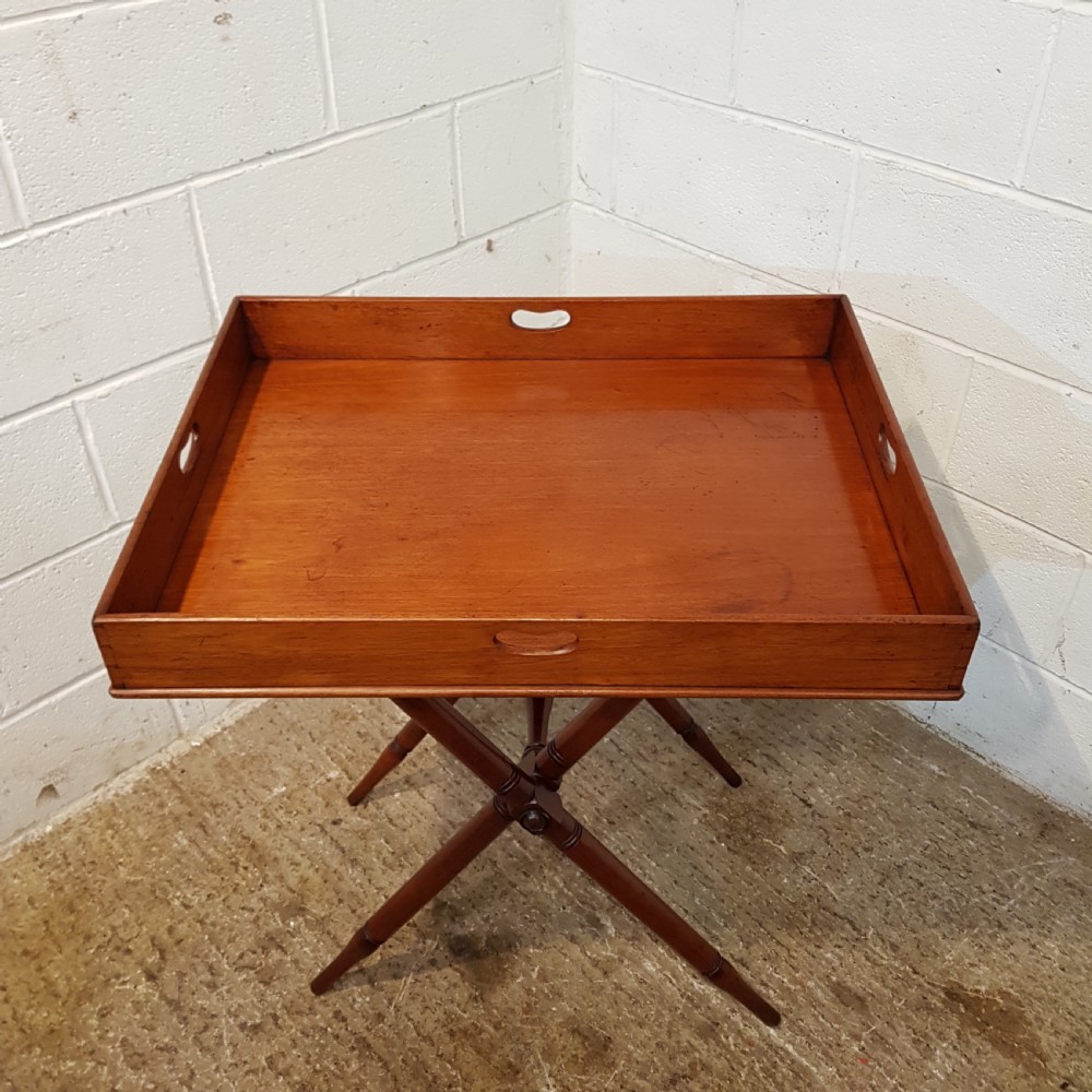 ANTIQUE VICTORISN MAHOGANY BUTLERS TRAY WITH ORIGINAL STAND C1880 View VII