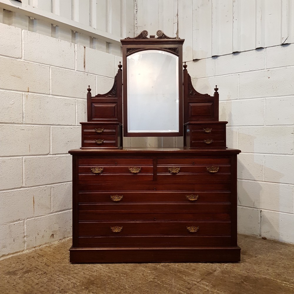 ANTIQUE ART NOUVEAU MAHOGANY DRESSING TABLE CHEST C1890 View II