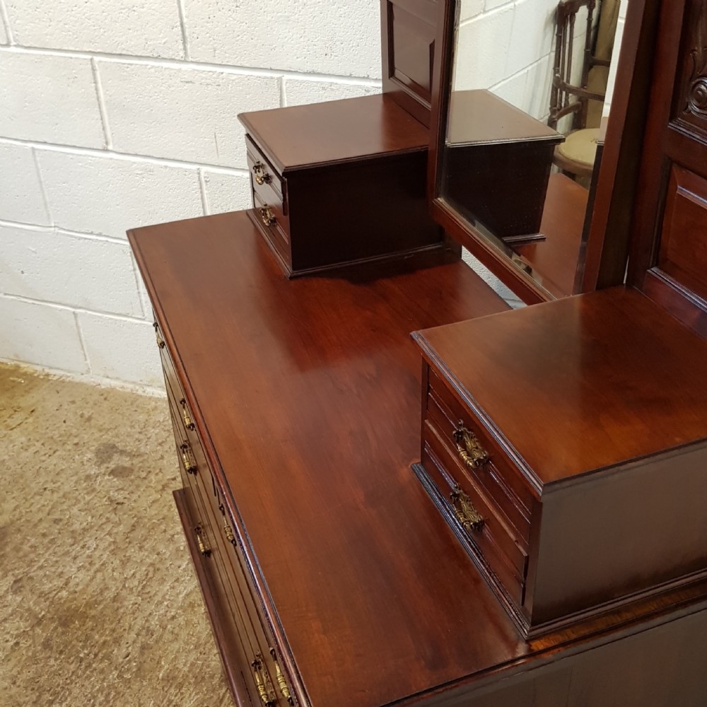ANTIQUE ART NOUVEAU MAHOGANY DRESSING TABLE CHEST C1890 View III