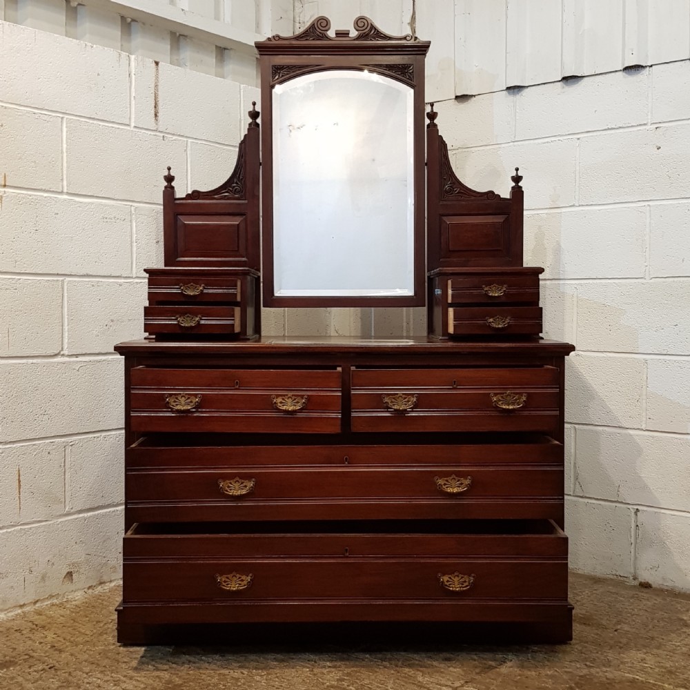 ANTIQUE ART NOUVEAU MAHOGANY DRESSING TABLE CHEST C1890 View VII