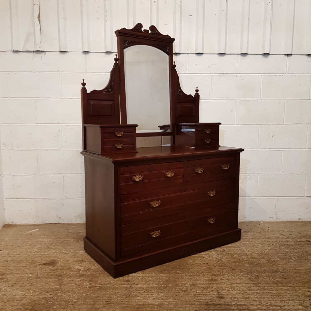 ANTIQUE ART NOUVEAU MAHOGANY DRESSING TABLE CHEST C1890 View VIII