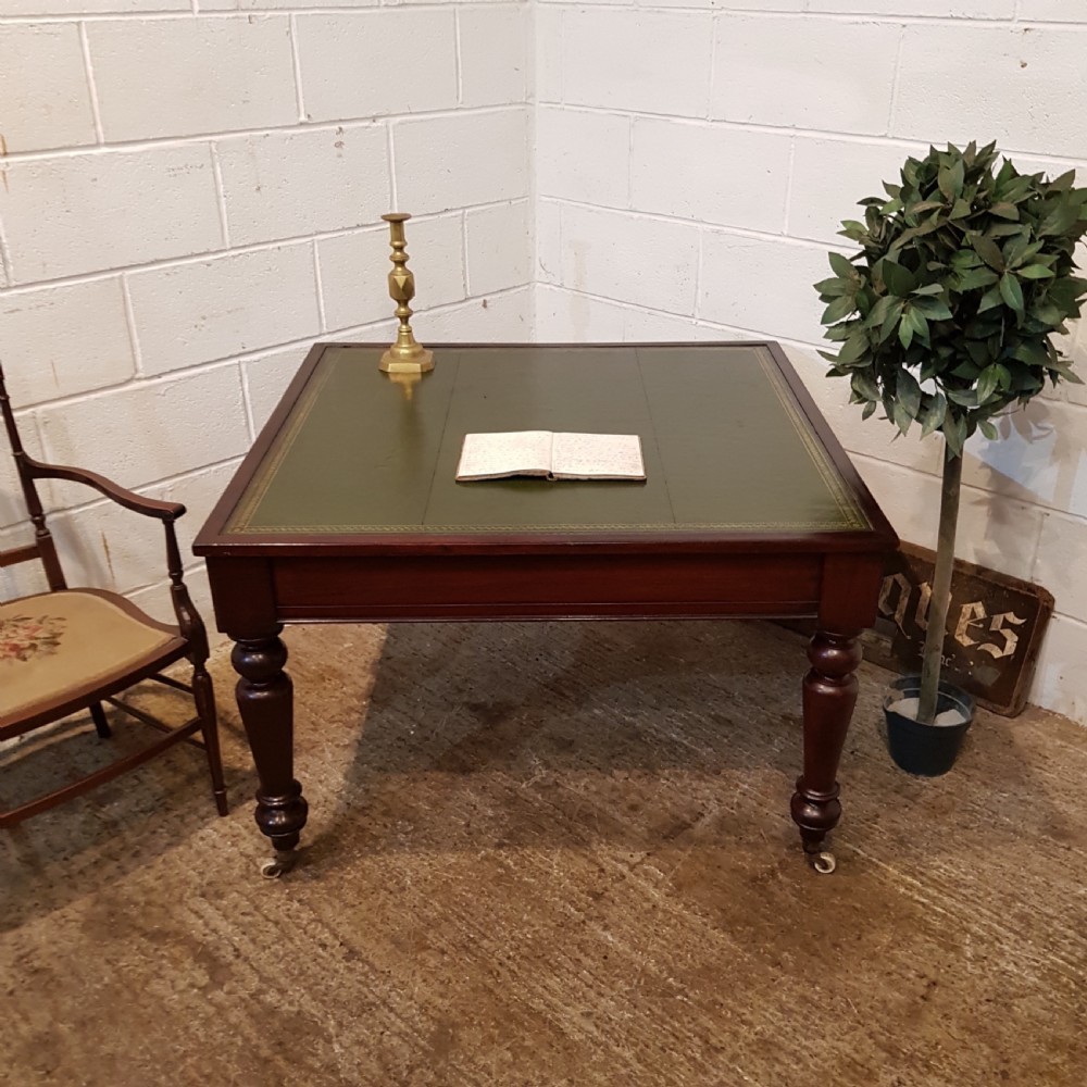 ANTIQUE VICTORIAN MAHOGANY LEATHER TOP PARTNERS LIBRARY DESK C1880 