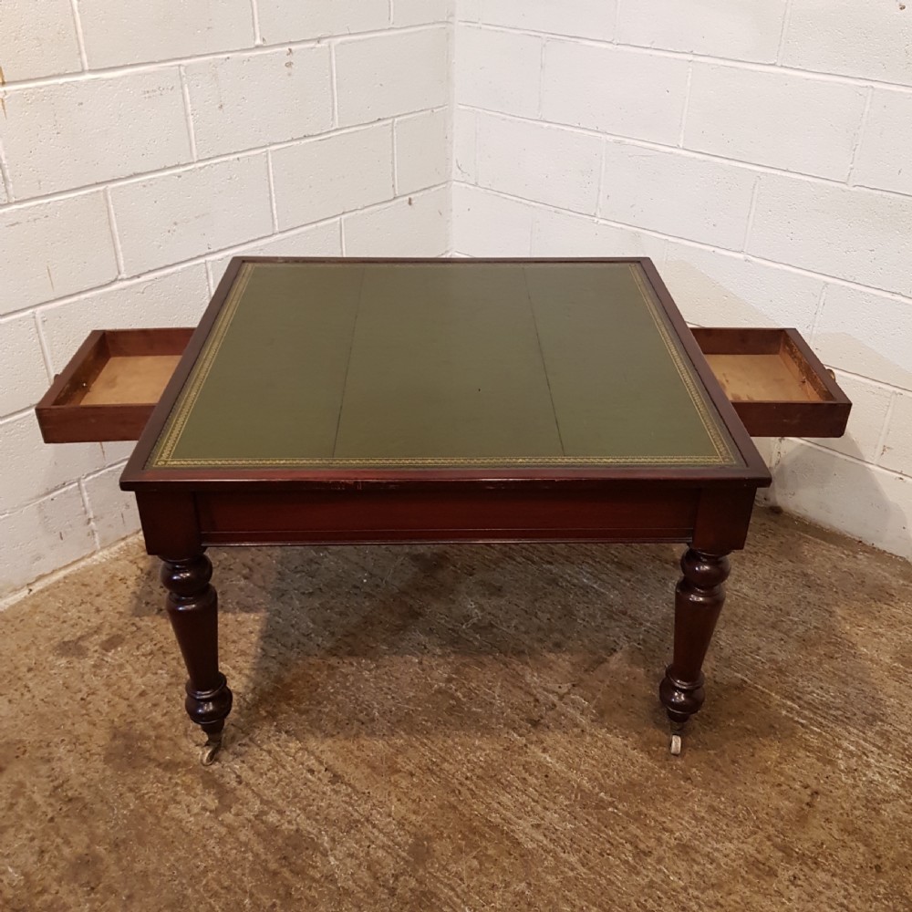 ANTIQUE VICTORIAN MAHOGANY LEATHER TOP PARTNERS LIBRARY DESK C1880  View III