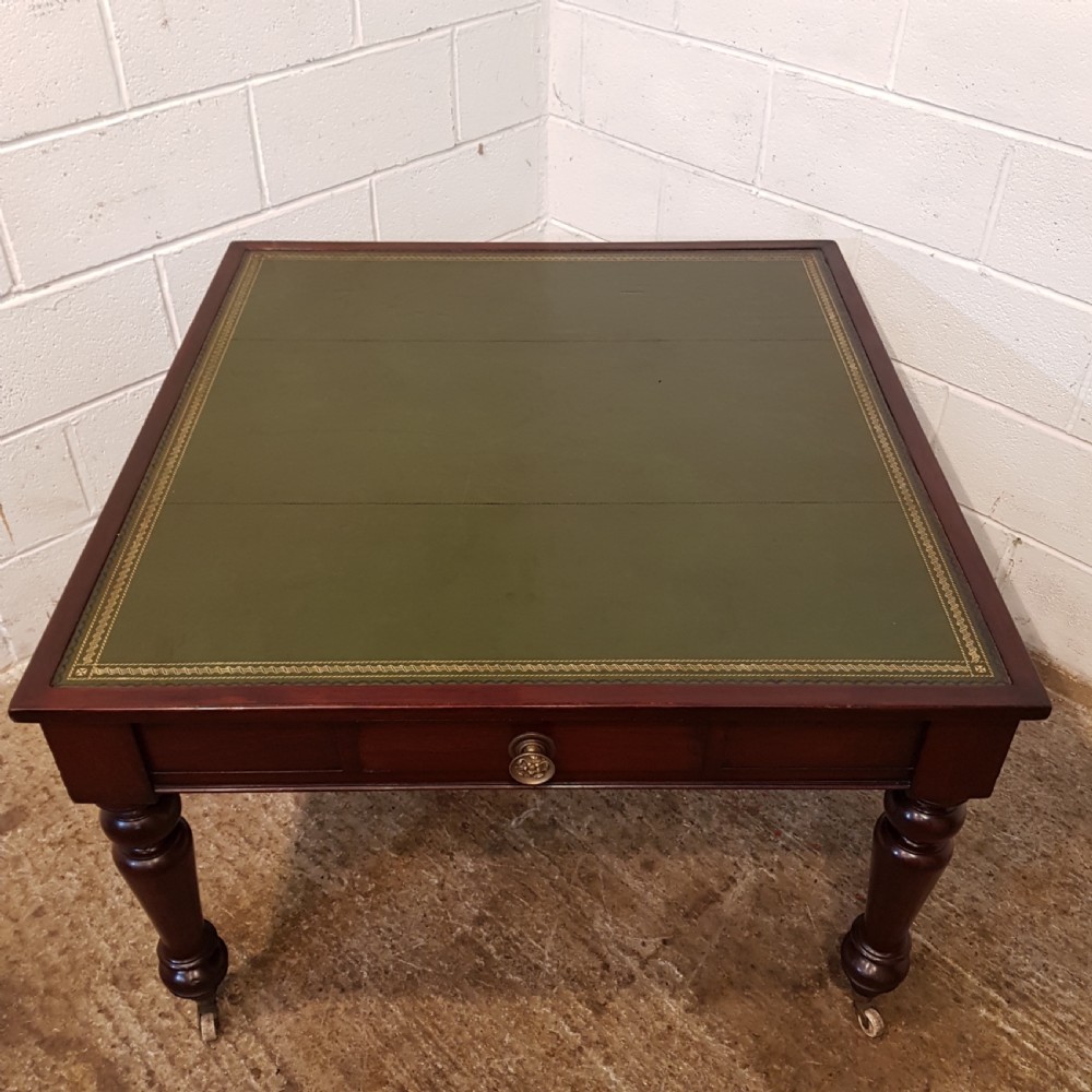 ANTIQUE VICTORIAN MAHOGANY LEATHER TOP PARTNERS LIBRARY DESK C1880  View V