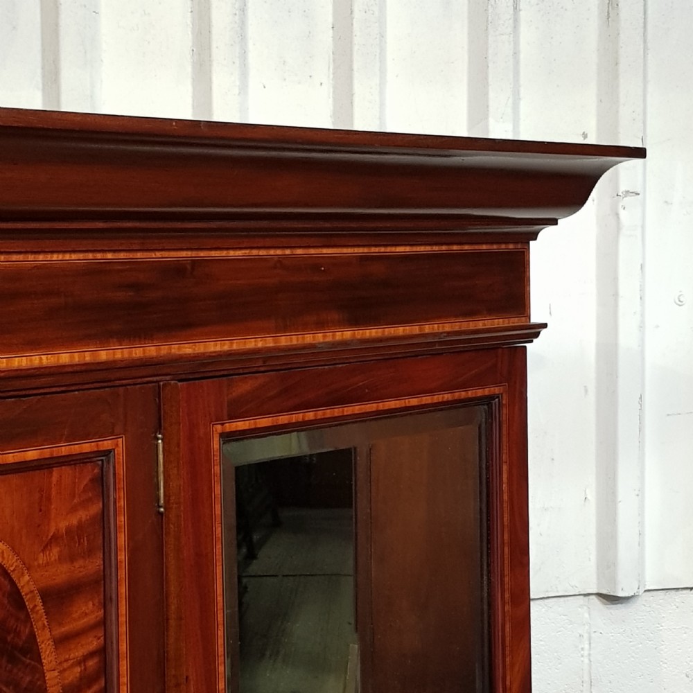 ANTIQUE EDWARDIAN INLAID MAHOGANY TRIPLE  WARDROBE C1900 View VI