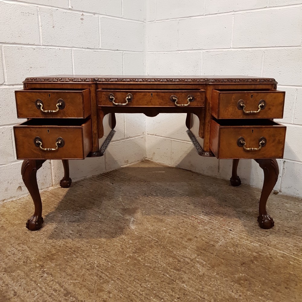 ANTIQUE BURR WALNUT WRITING DESK C1920 View III