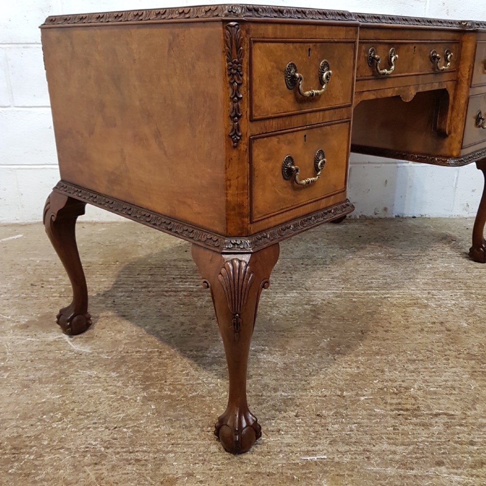 ANTIQUE BURR WALNUT WRITING DESK C1920 View V