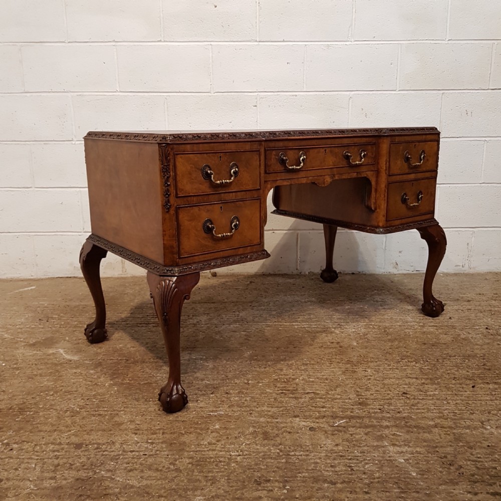 ANTIQUE BURR WALNUT WRITING DESK C1920 View VI