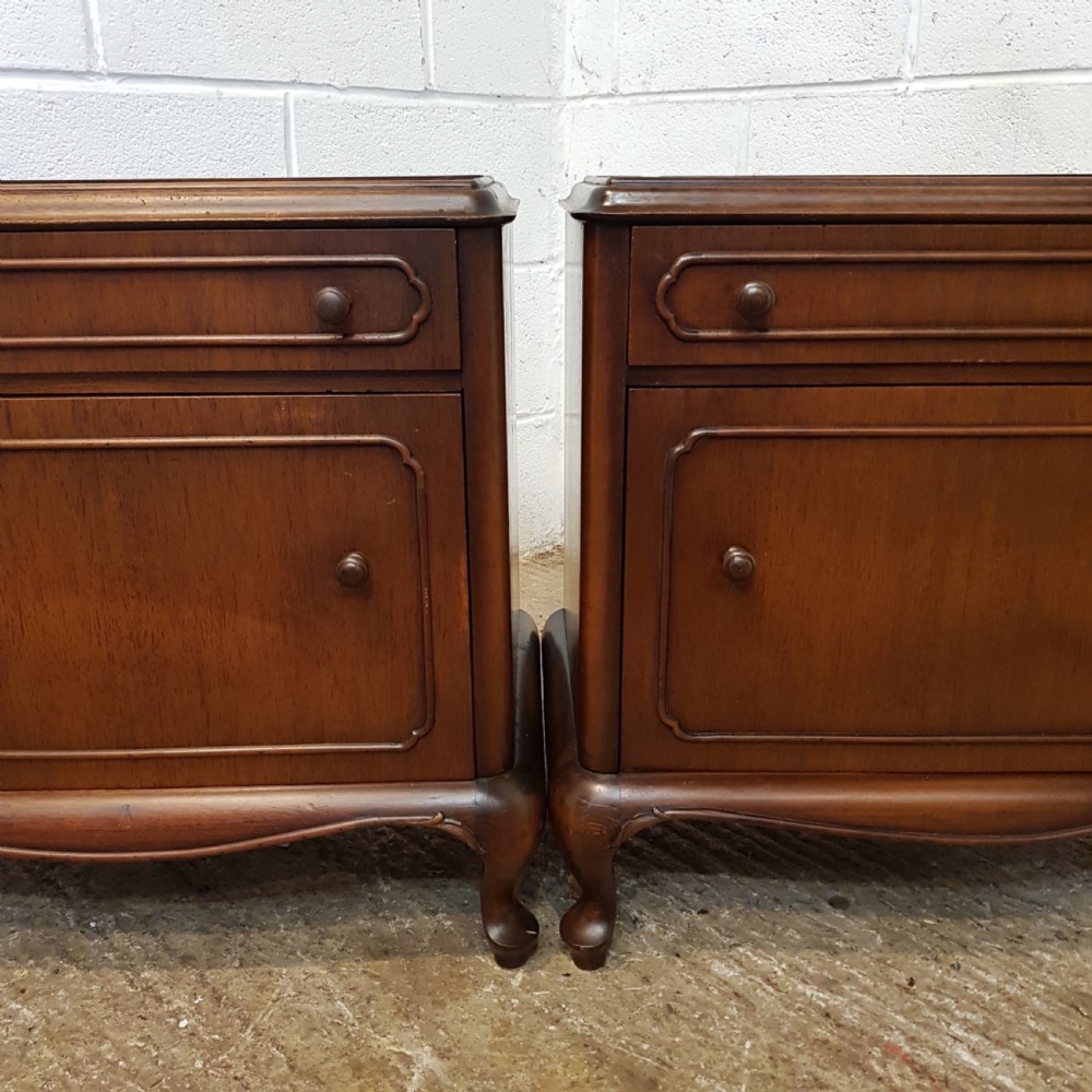 ANTIQUE PAIR FRENCH WALNUT BEDSIDE CABINETS C1920 View VII