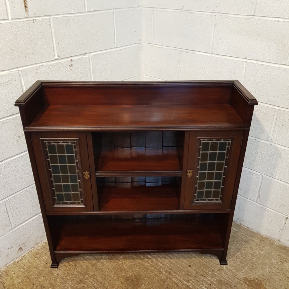 ANTIQUE ARTS & CRAFTS MAHOGANY OPEN BOOKCASE C1890 View IV