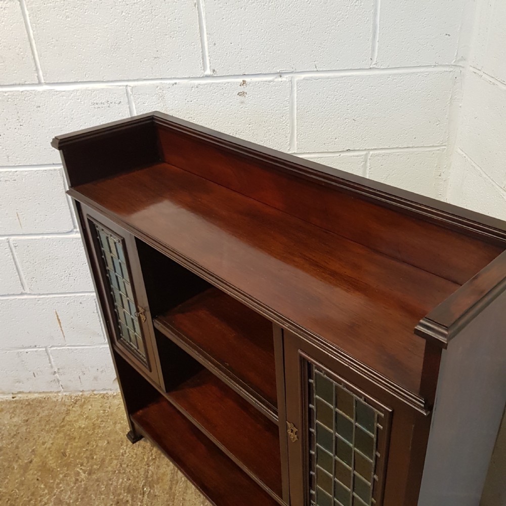 ANTIQUE ARTS & CRAFTS MAHOGANY OPEN BOOKCASE C1890 View V