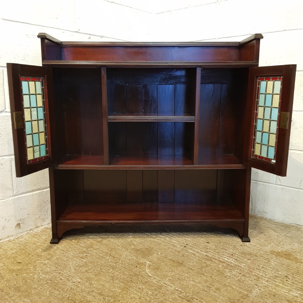 ANTIQUE ARTS & CRAFTS MAHOGANY OPEN BOOKCASE C1890 View VI