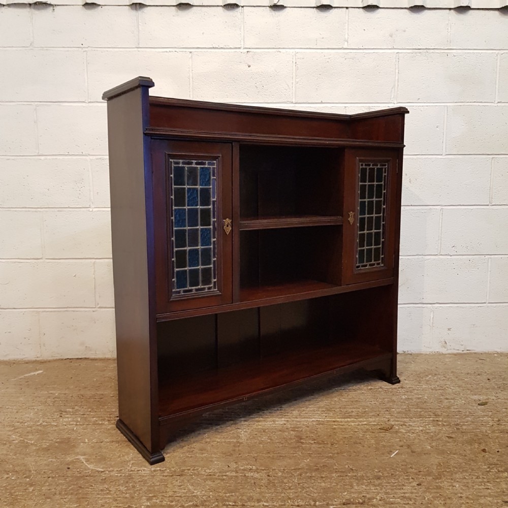 ANTIQUE ARTS & CRAFTS MAHOGANY OPEN BOOKCASE C1890 View VII