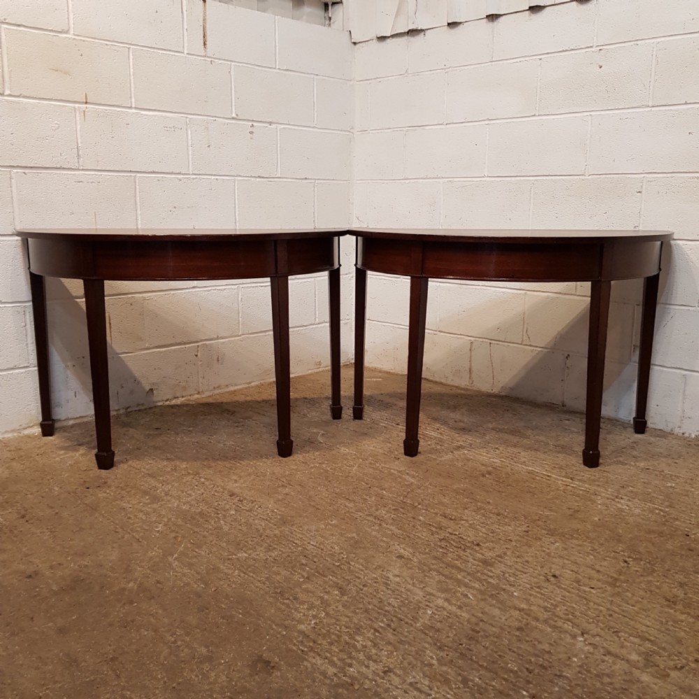 ANTIQUE PAIR REGENCY MAHOGANY DEMI LUNE TABLES C1820 View II
