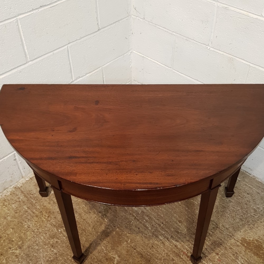 ANTIQUE PAIR REGENCY MAHOGANY DEMI LUNE TABLES C1820 View V