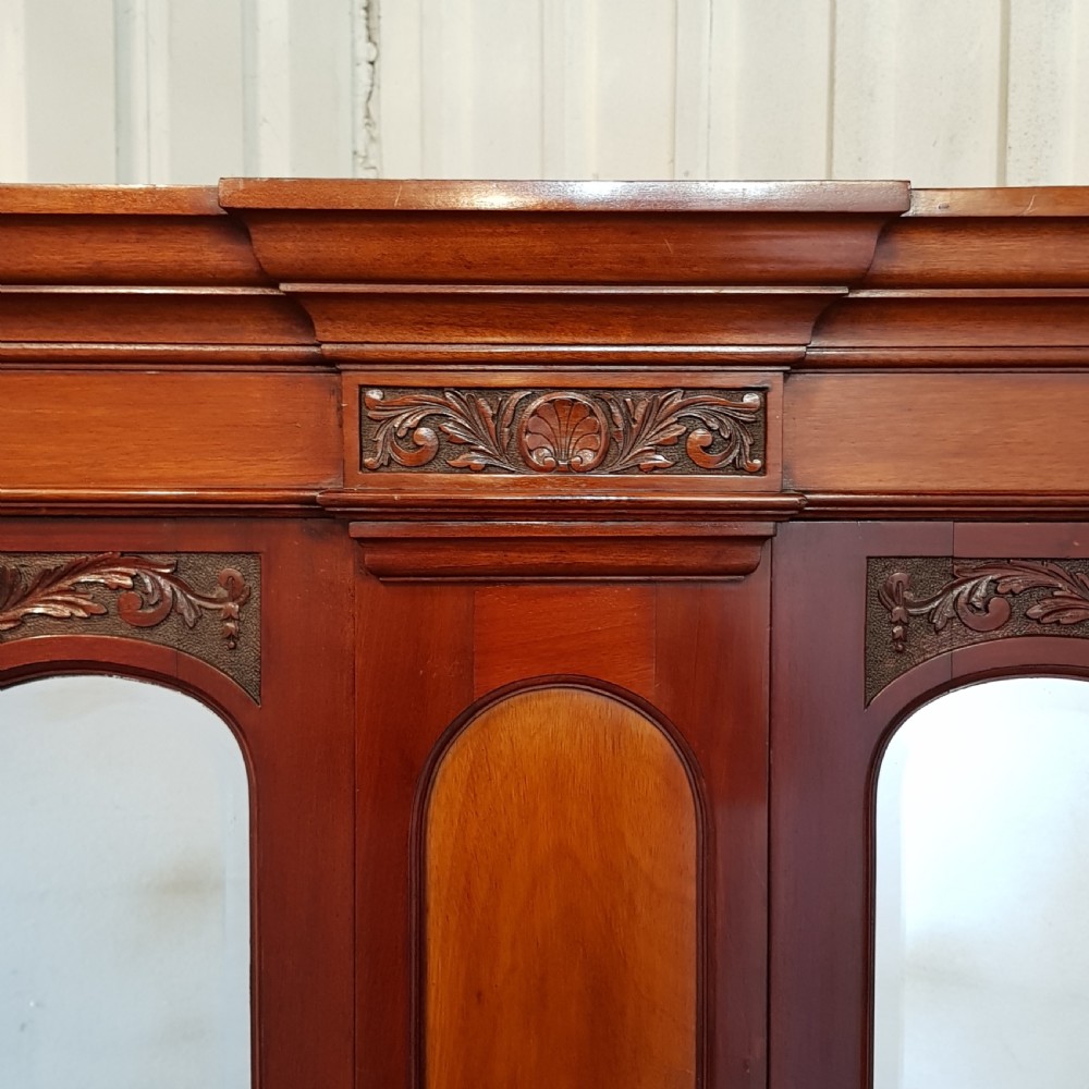 ANTIQUE ART NOUVEAU MAHOGANY DOUBKE WARDROBE C1890 View IV