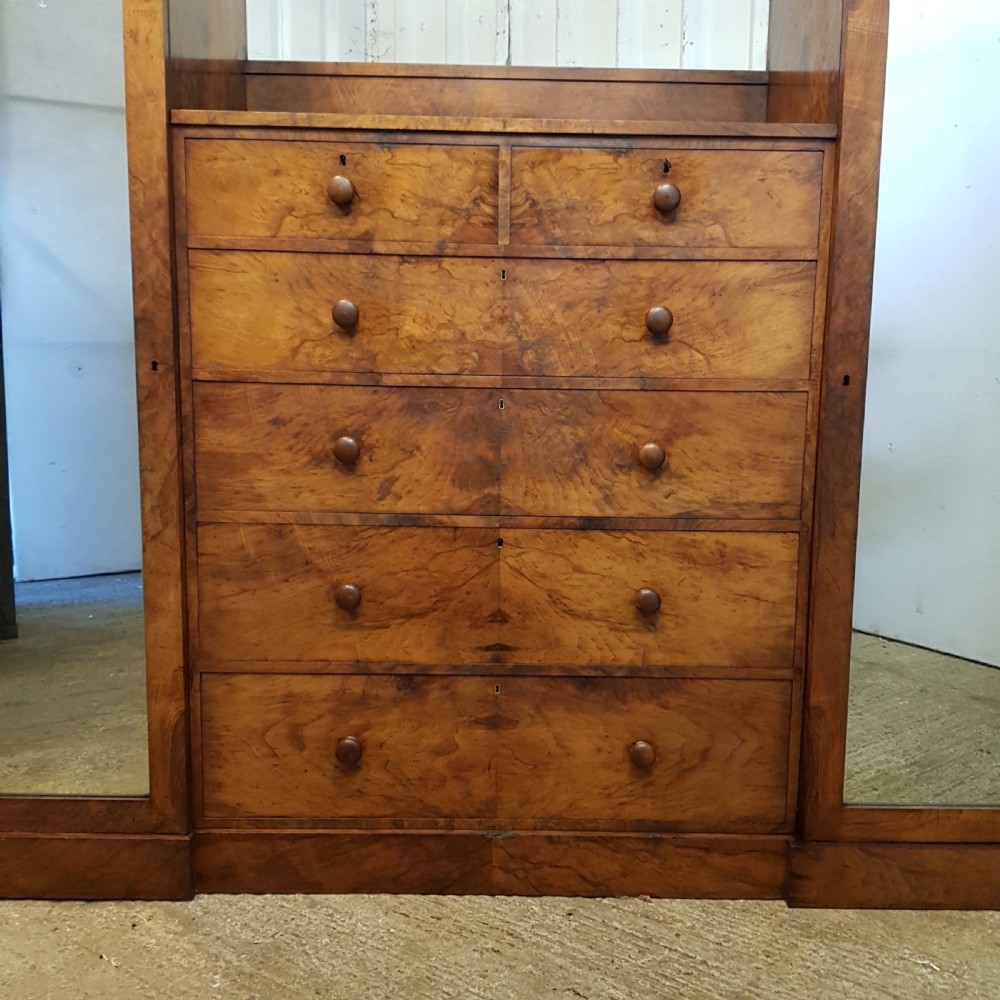 ANTIQUE VICTORIAN BURR WALNUT CENTRY WARDROBE C1880 View III