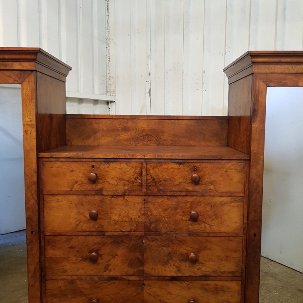 ANTIQUE VICTORIAN BURR WALNUT CENTRY WARDROBE C1880 View IV