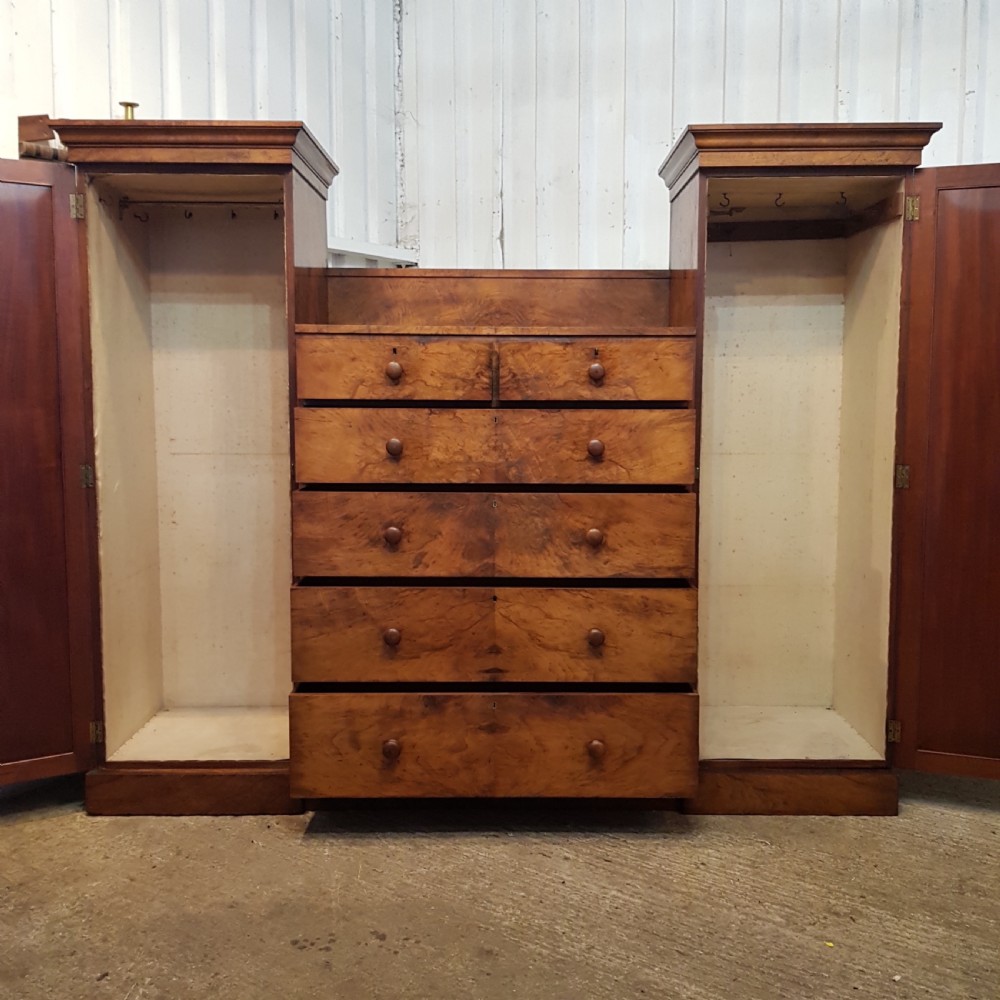 ANTIQUE VICTORIAN BURR WALNUT CENTRY WARDROBE C1880 View VI