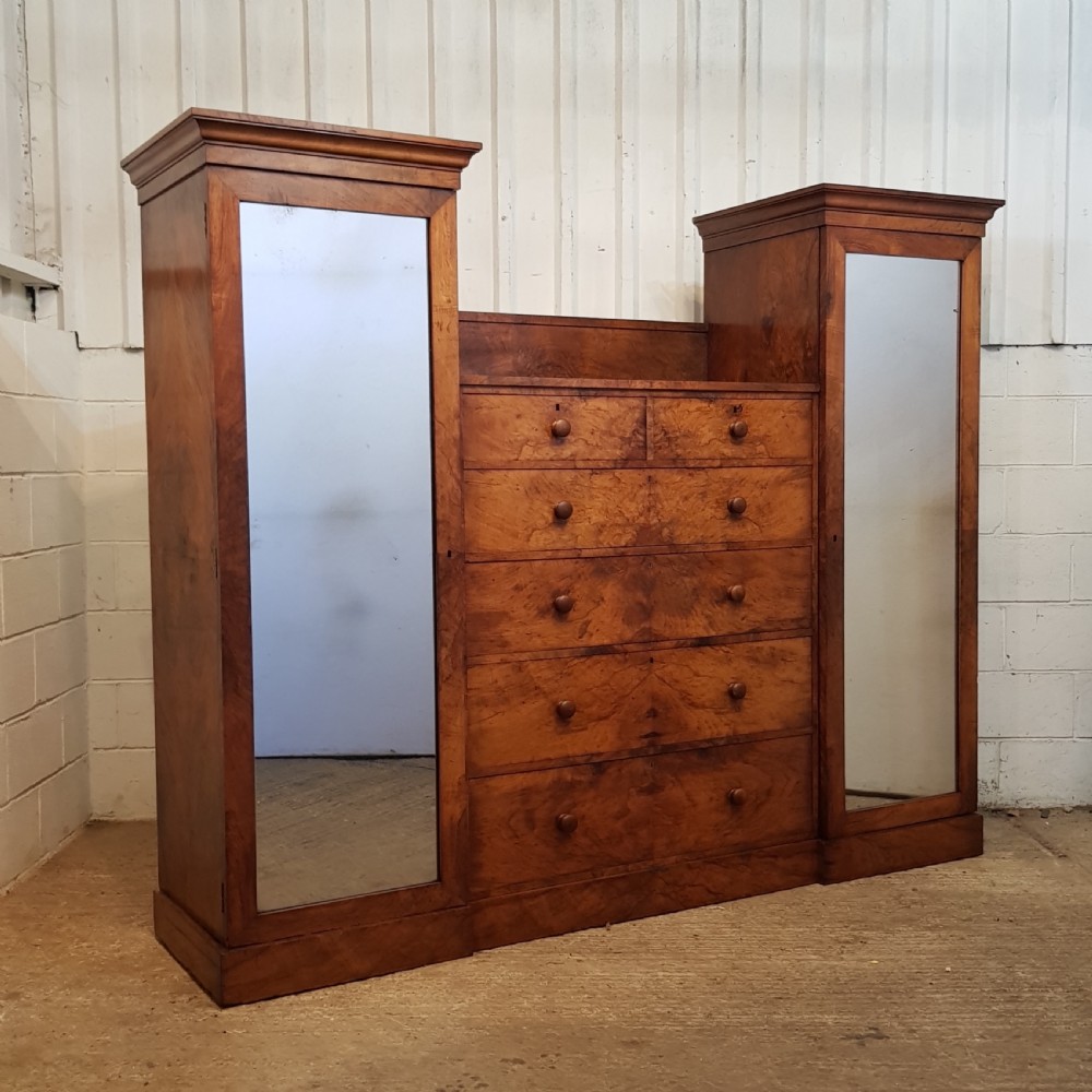 ANTIQUE VICTORIAN BURR WALNUT CENTRY WARDROBE C1880 View VII