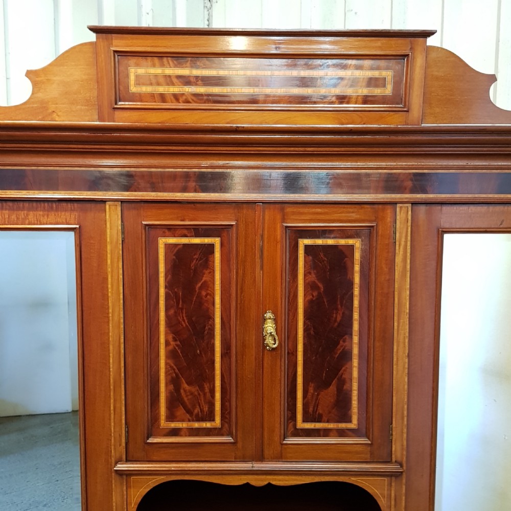 ANTIQUE ART NOUVEAU INLAID MAHOGANY TRIPLE WARDROBE COMPACTUM C1890 View V