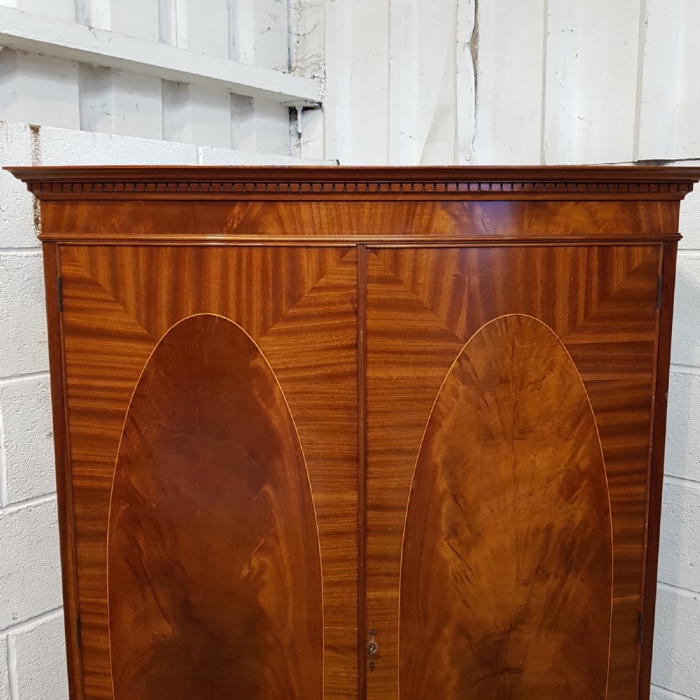 ANTIQUE EDWARDIAN MAHOGANY BOW FRONT TALL BOY CABINET C1900  View V