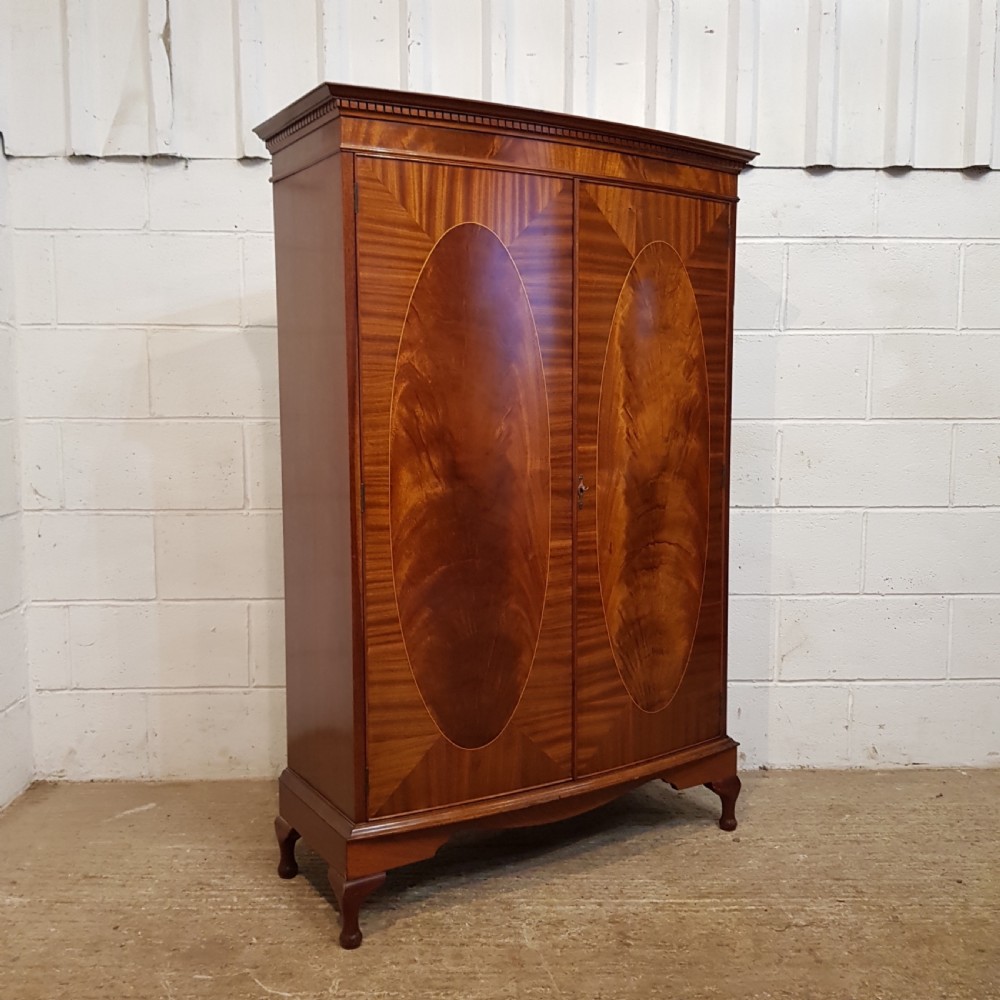 ANTIQUE EDWARDIAN MAHOGANY BOW FRONT TALL BOY CABINET C1900  View VIII