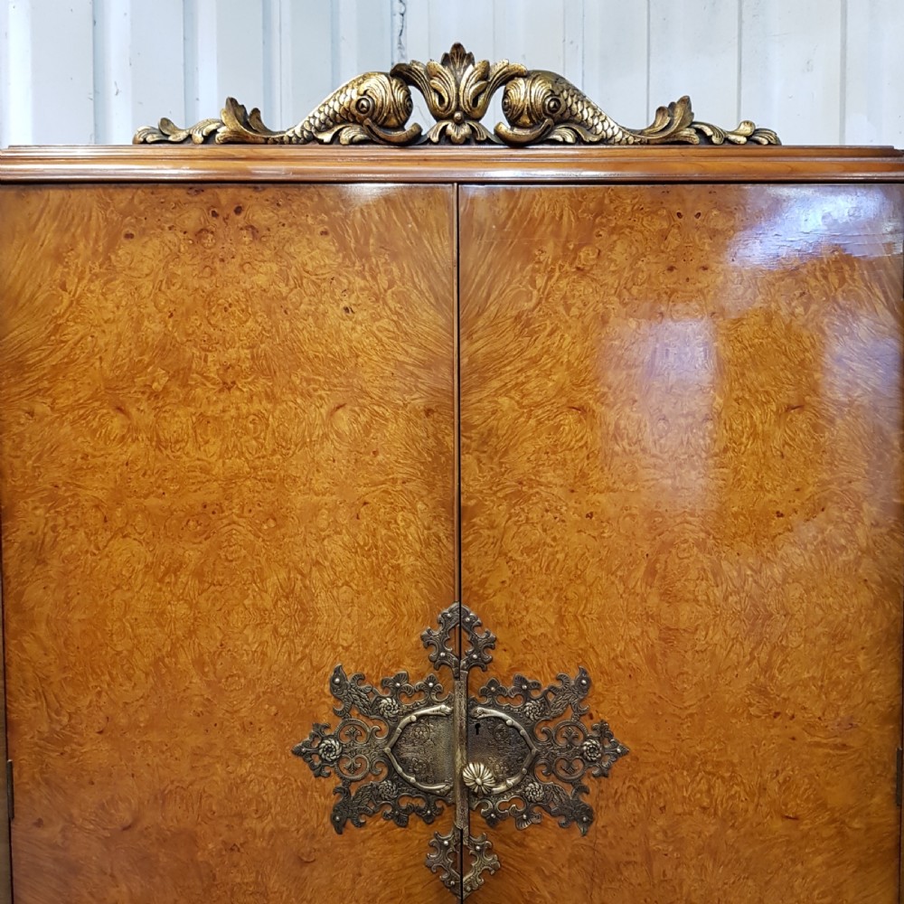 ANTIQUE BURR WALNUT LOUIS XV1 FOUR DOOR TRIPLE WARDROBE BY DENBY & SPINKS C1920 View IV