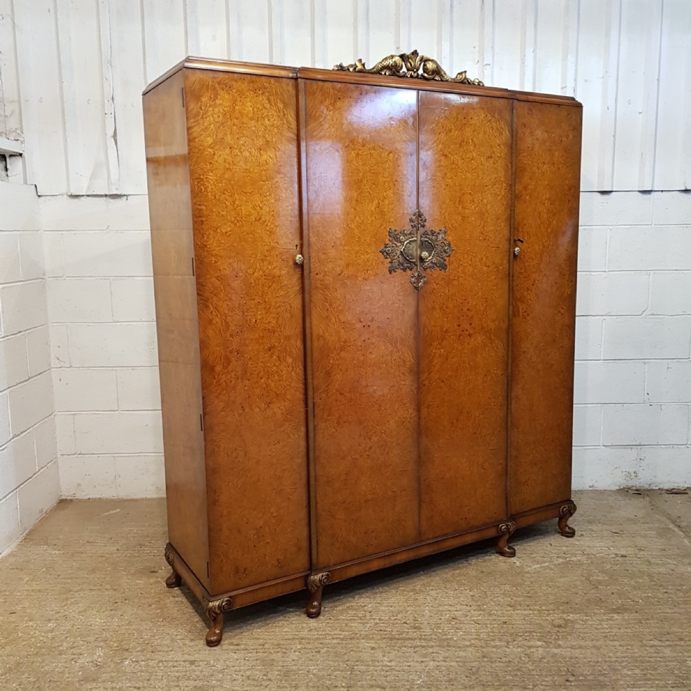 ANTIQUE BURR WALNUT LOUIS XV1 FOUR DOOR TRIPLE WARDROBE BY DENBY & SPINKS C1920 View VI