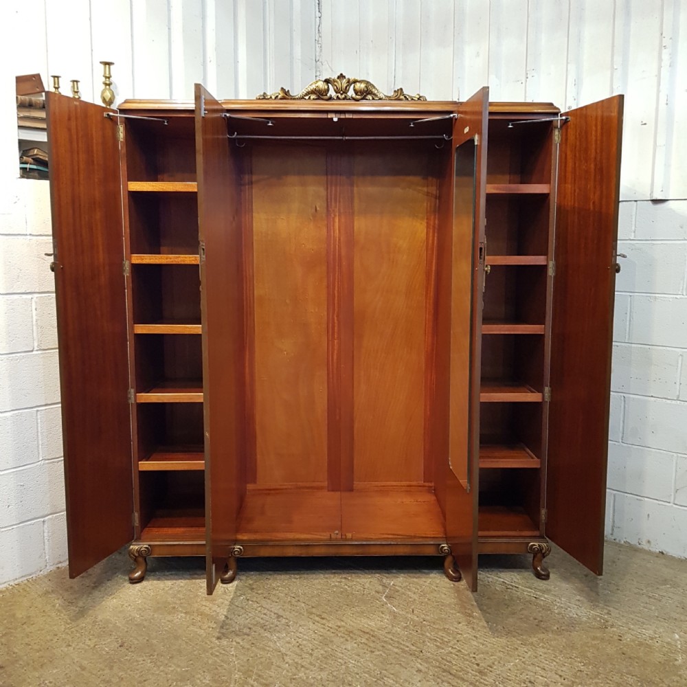 ANTIQUE BURR WALNUT LOUIS XV1 FOUR DOOR TRIPLE WARDROBE BY DENBY & SPINKS C1920 View VII