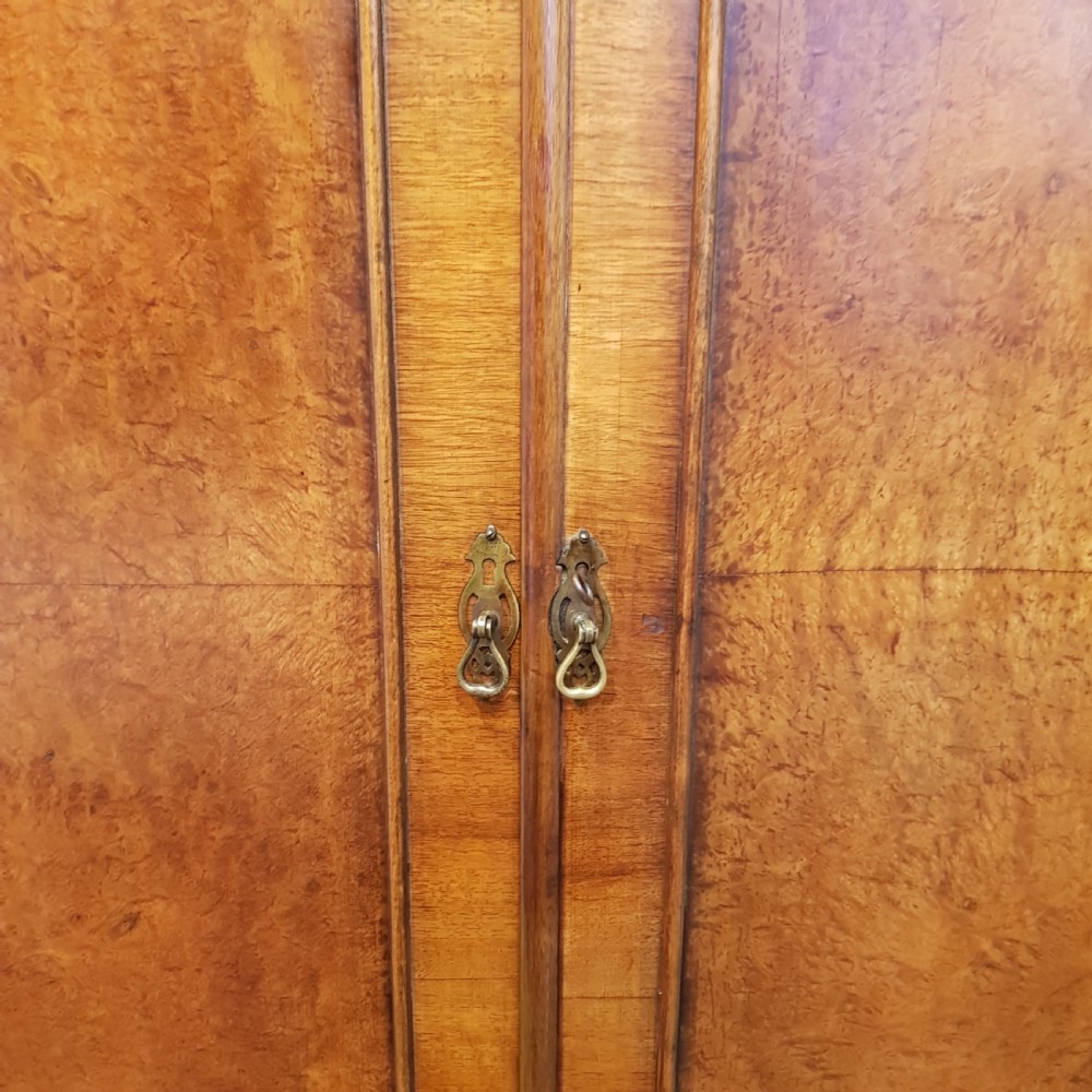 ANTIQUE BURR WALNUT DOUBLE DOME TOP DOUBLE WARDROBE C1920 View V