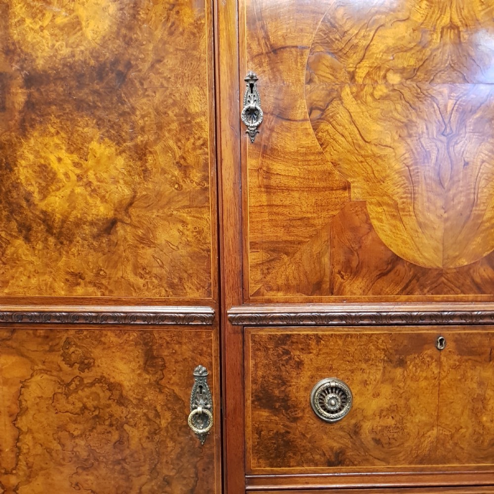 ANTIQUE BURR WALNUT TRIPLE WARDROBE C1920 View III