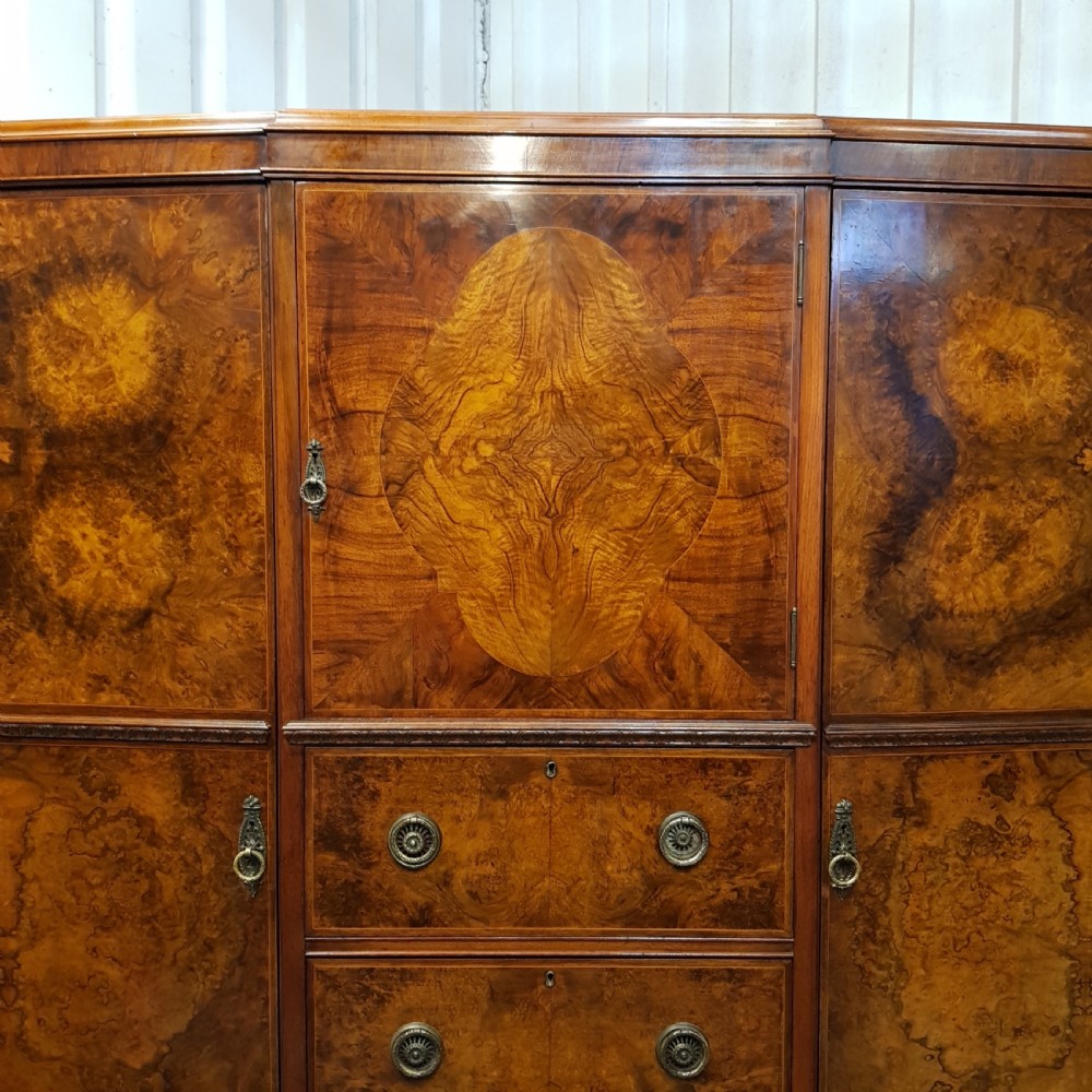 ANTIQUE BURR WALNUT TRIPLE WARDROBE C1920 View IV