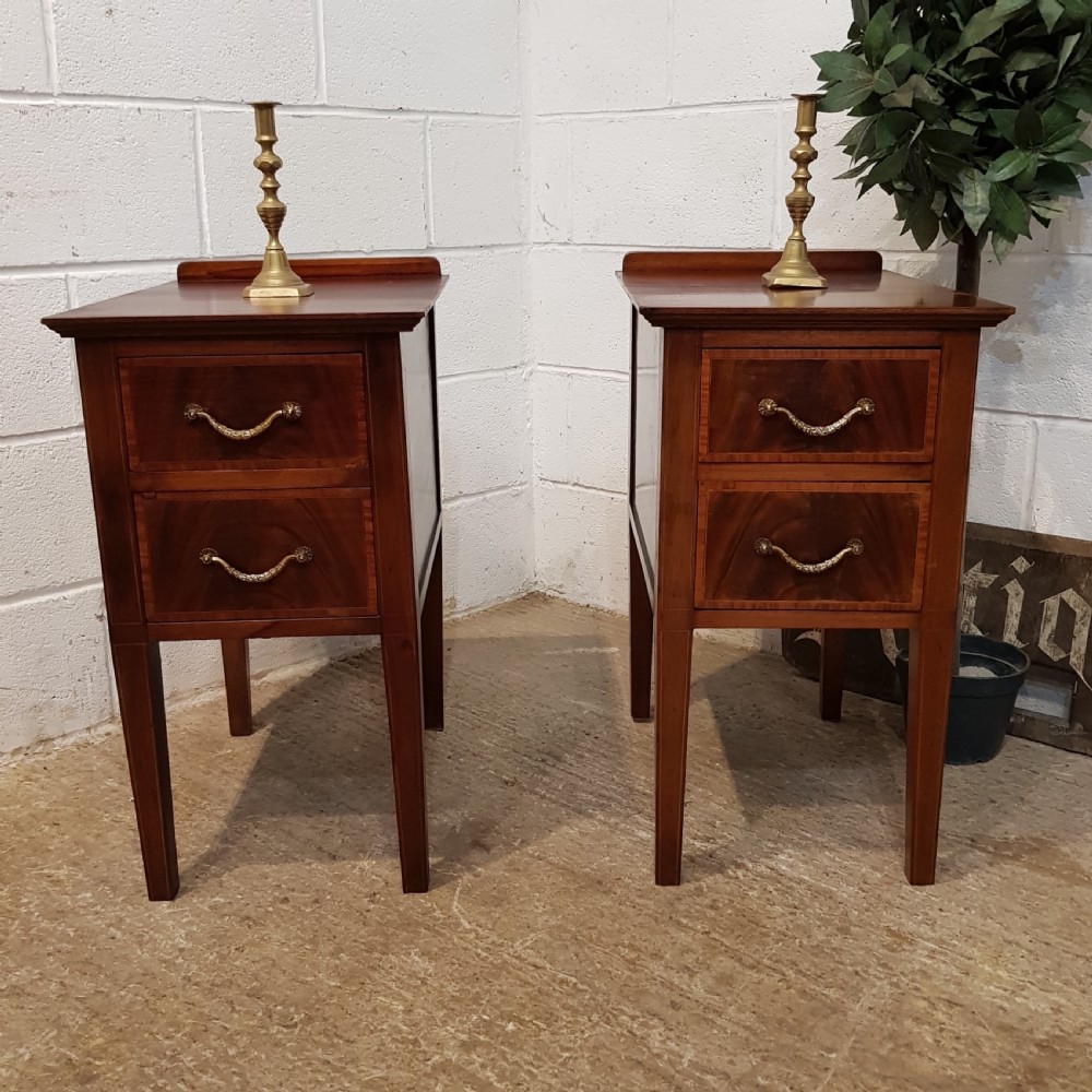 ANTIQUE PAIR LATE VICTORIAN MAHOGANY BEDSIDE CHESTS C1890
