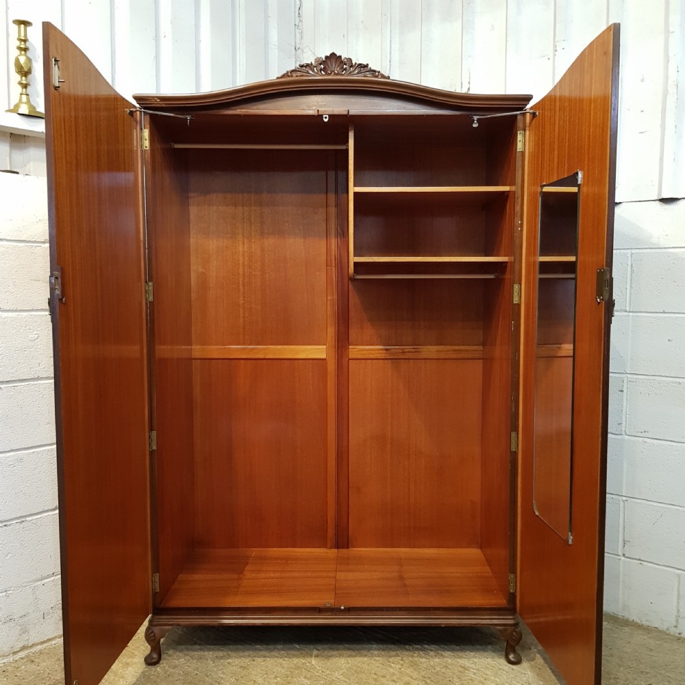 ANTIQUE PAIR MAHOGANY LADIES & GENTS WARDROBES C1920 View III