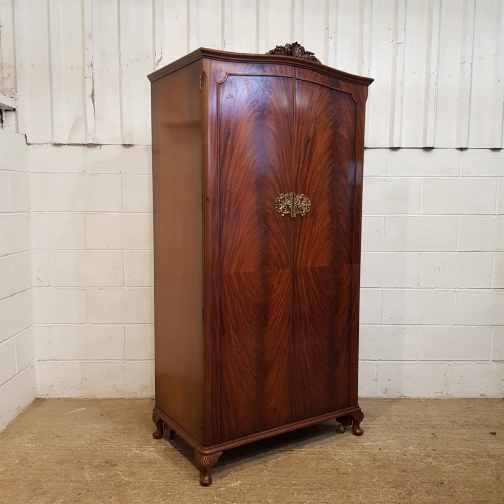 ANTIQUE PAIR MAHOGANY LADIES & GENTS WARDROBES C1920 View XI