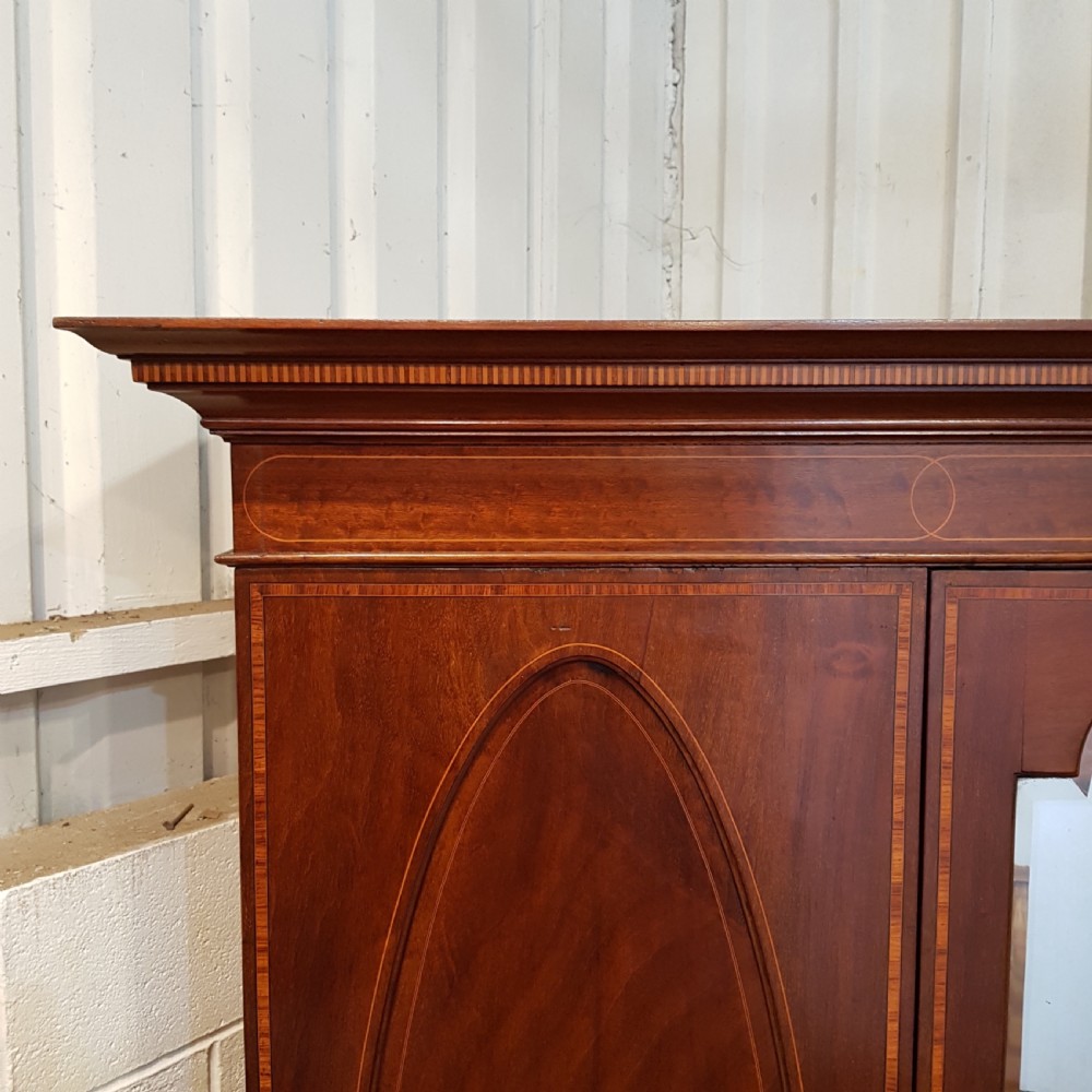ANTIQUE EDWARDIAN MAHOGANY INLAID TRIPLE WARDROBE C1900 View IV