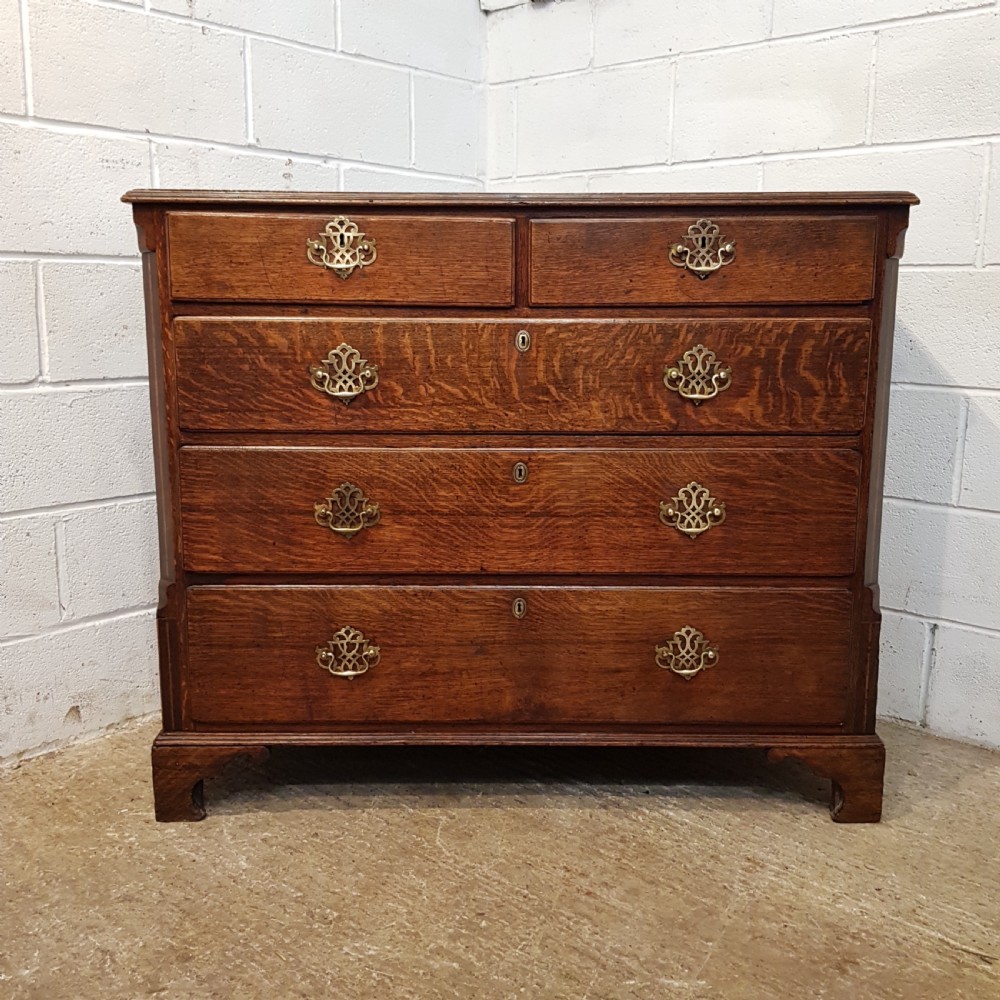 ANTIQUE 18TH CENTURY PERIOD  OAK INLAID CHEST OF DRAWERS C1780 View V
