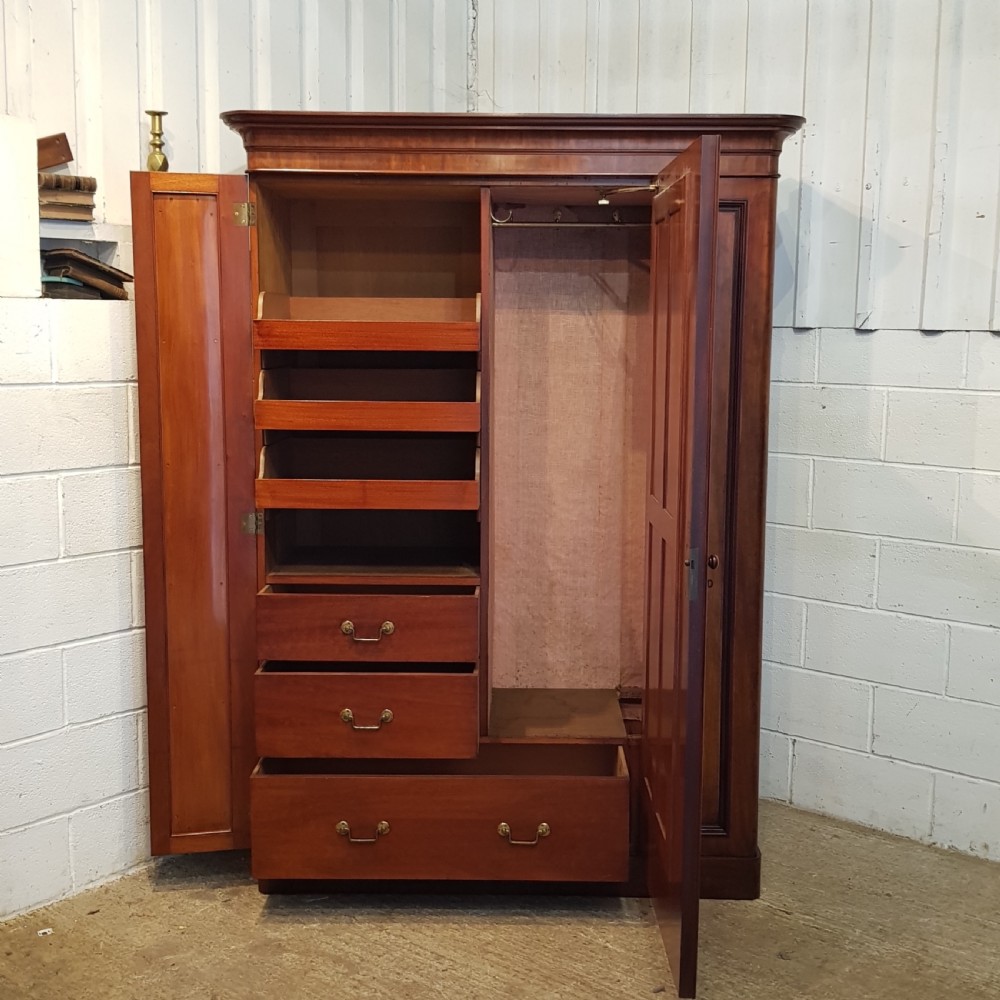 ANTIQUE VICTORIAN MAHOGANY DOUBLE WARDROBE COMPACTUM C1880 View V