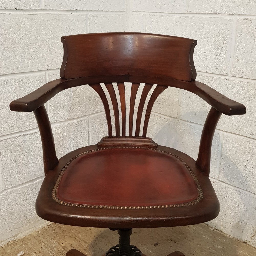 ANTIQUE EDWARDIAN OAK SWIVEL DESK CHAIR C1900 View III